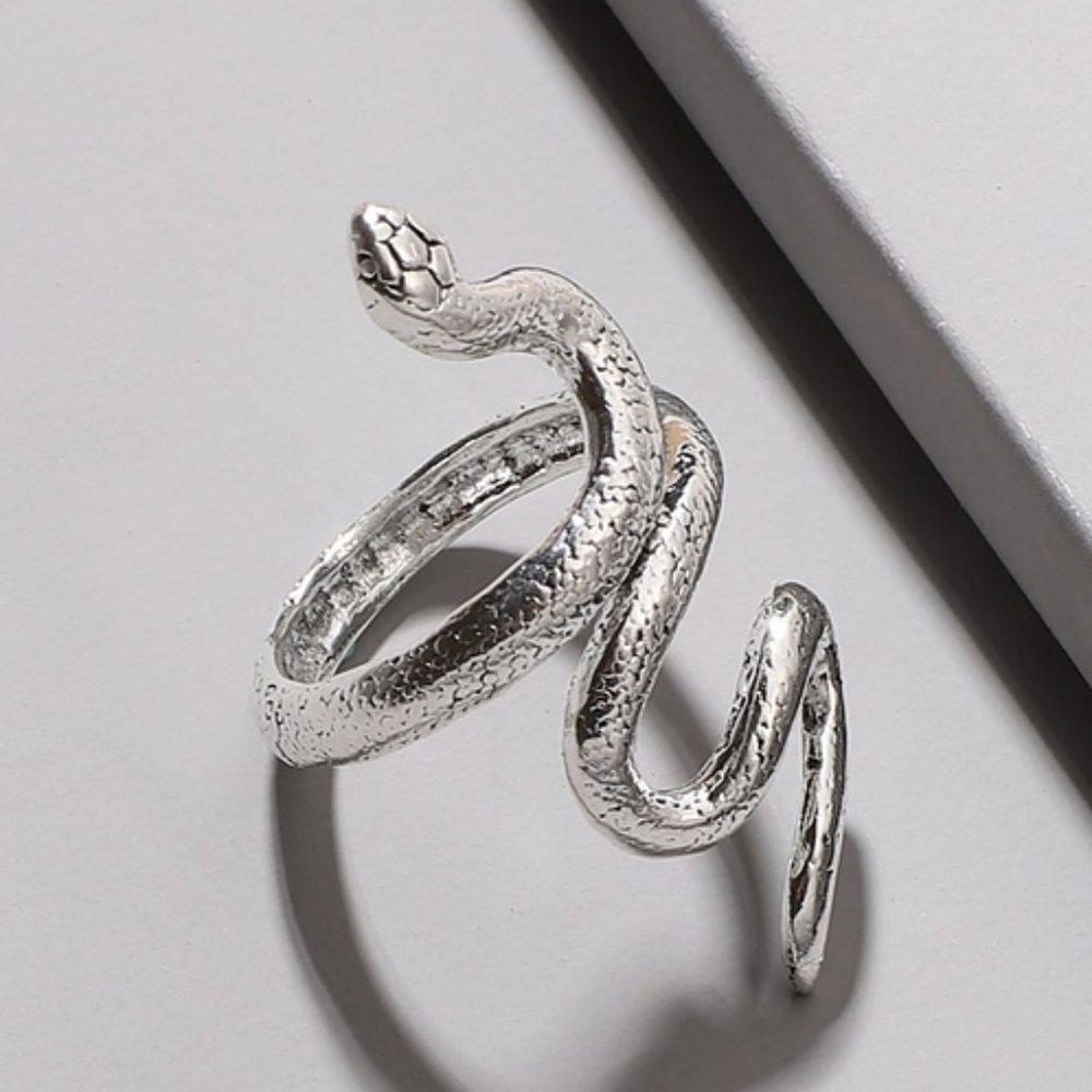Silver Snake‎ Cuff Ring Sexy Medusa Modern Punk Rock Gift Whimsigoth Art Glamour